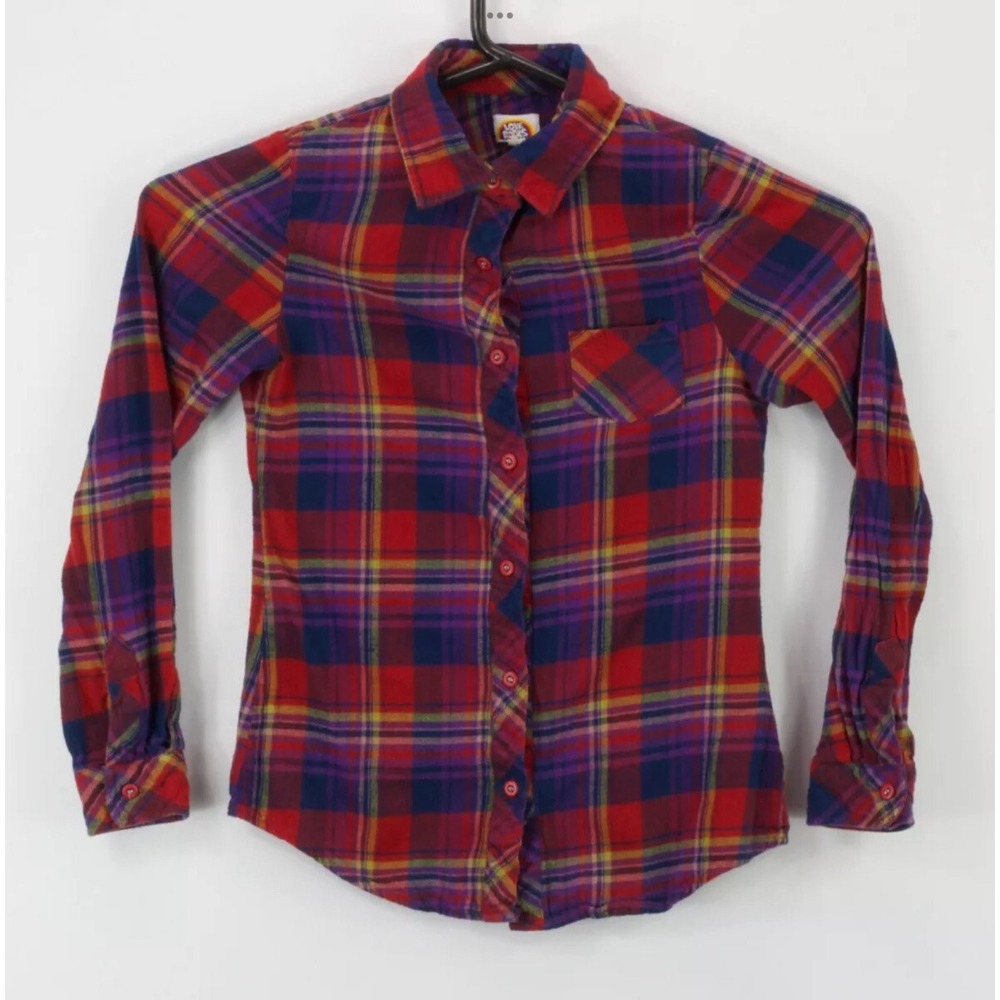 Love Rocks Woman's‎ Button Up LS Collared Shirt Medium Multicolor Plaid